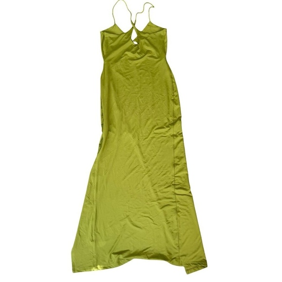 Front Twist Maxi Dress Cut Out Slit Green Womens Medium - Picture 2 of 6